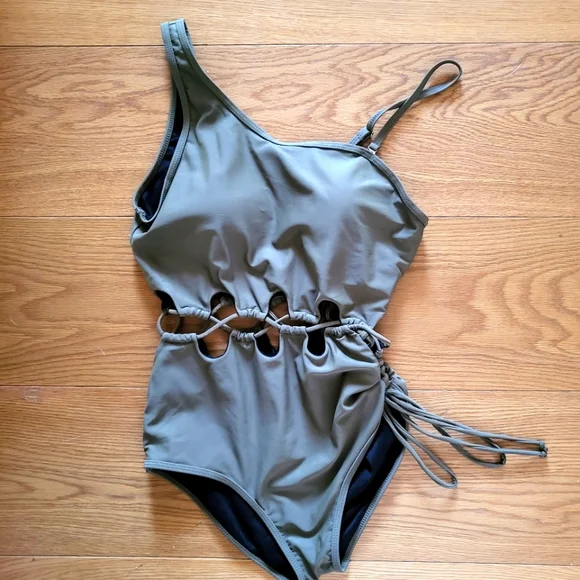 Army Green One piece Swimsuit Size small - Picture 3 of 10
